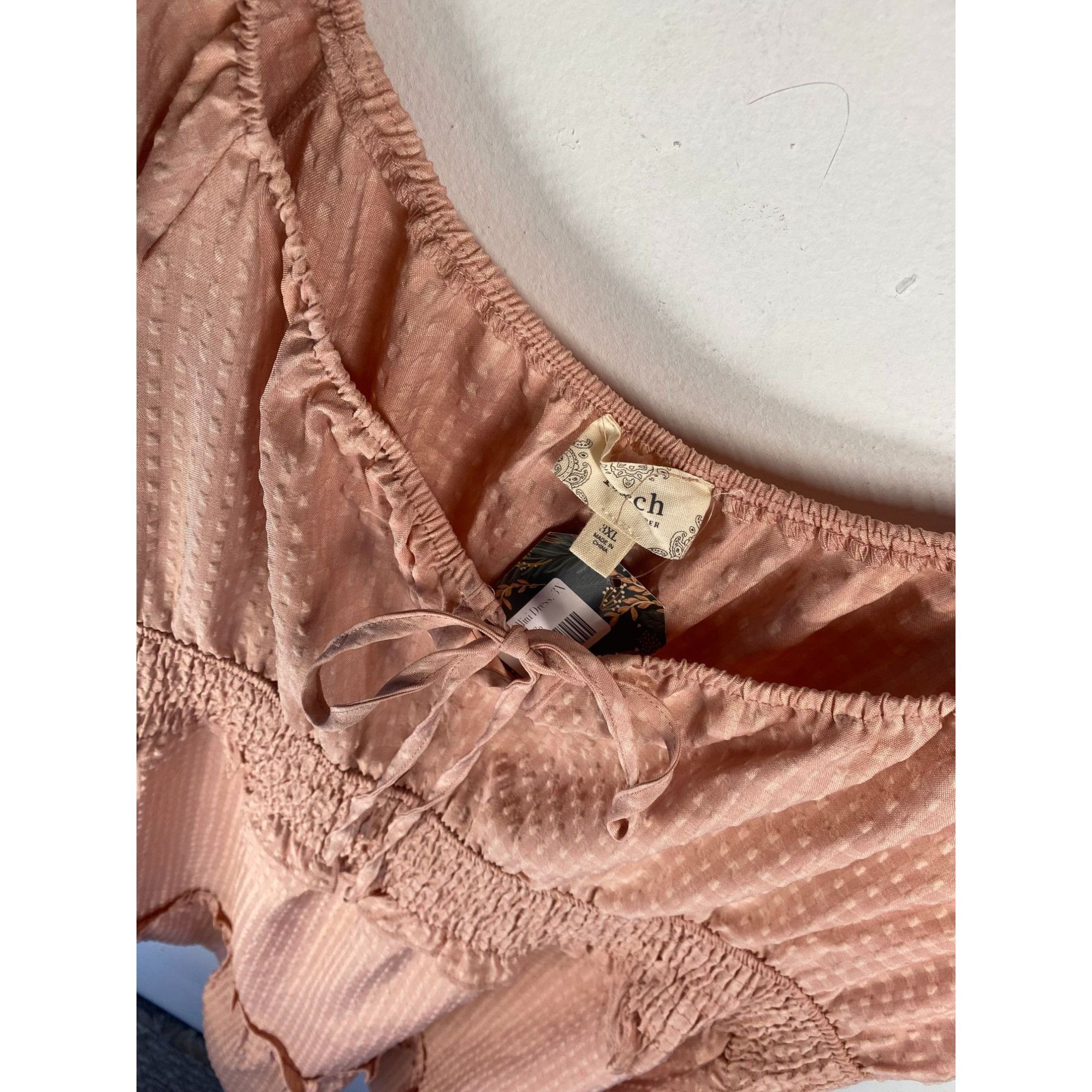 Other NEW Perch By Blu Pepper Textured Peach Mini Dress With Ruffl Size 3XL / US 20-22 - 4 Thumbnail