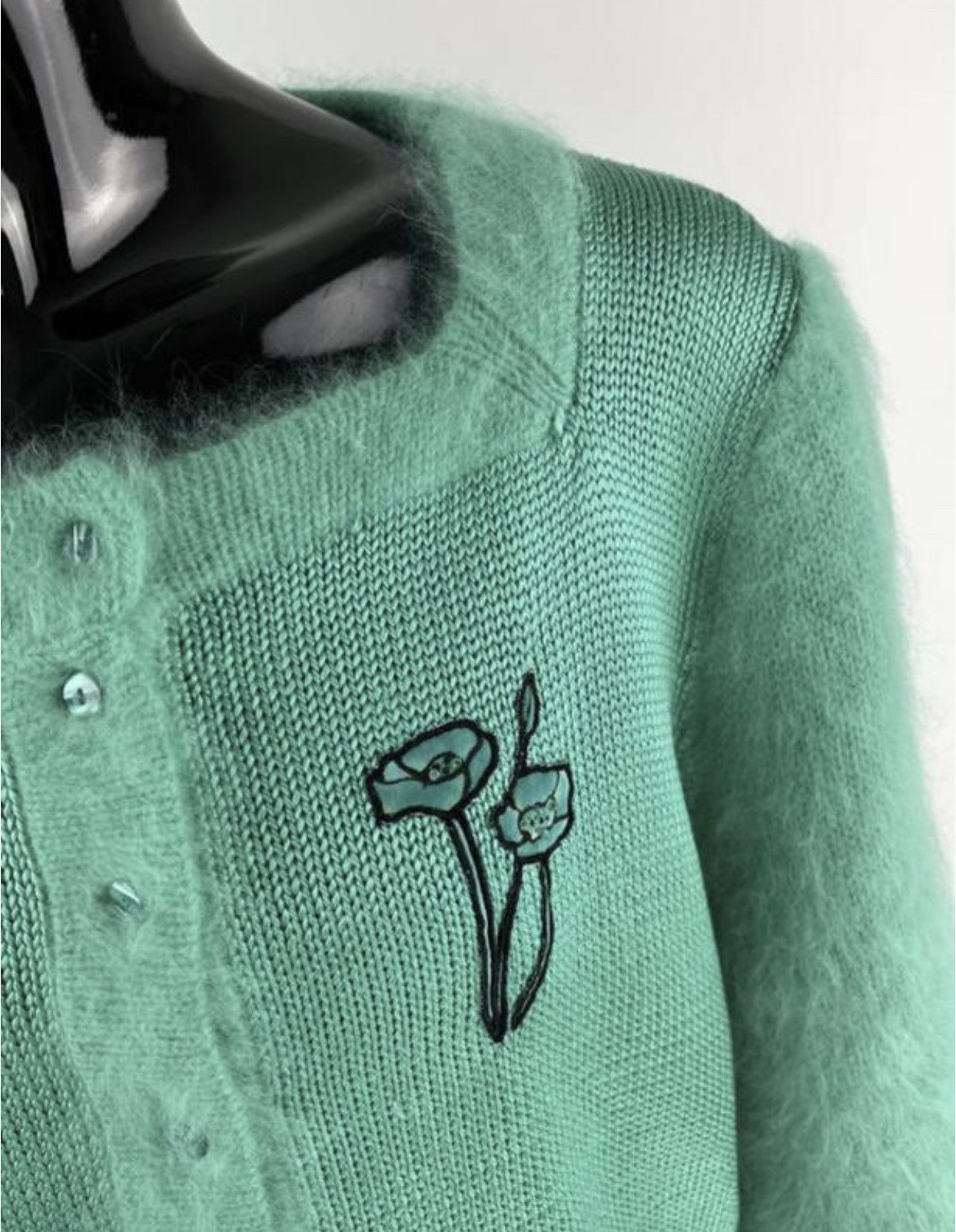 Handmade × Vintage Vintage Kornelia Frings Silk Angora Cropped Cardigan Size M Size M / US 6-8 / IT 42-44 - 5 Thumbnail