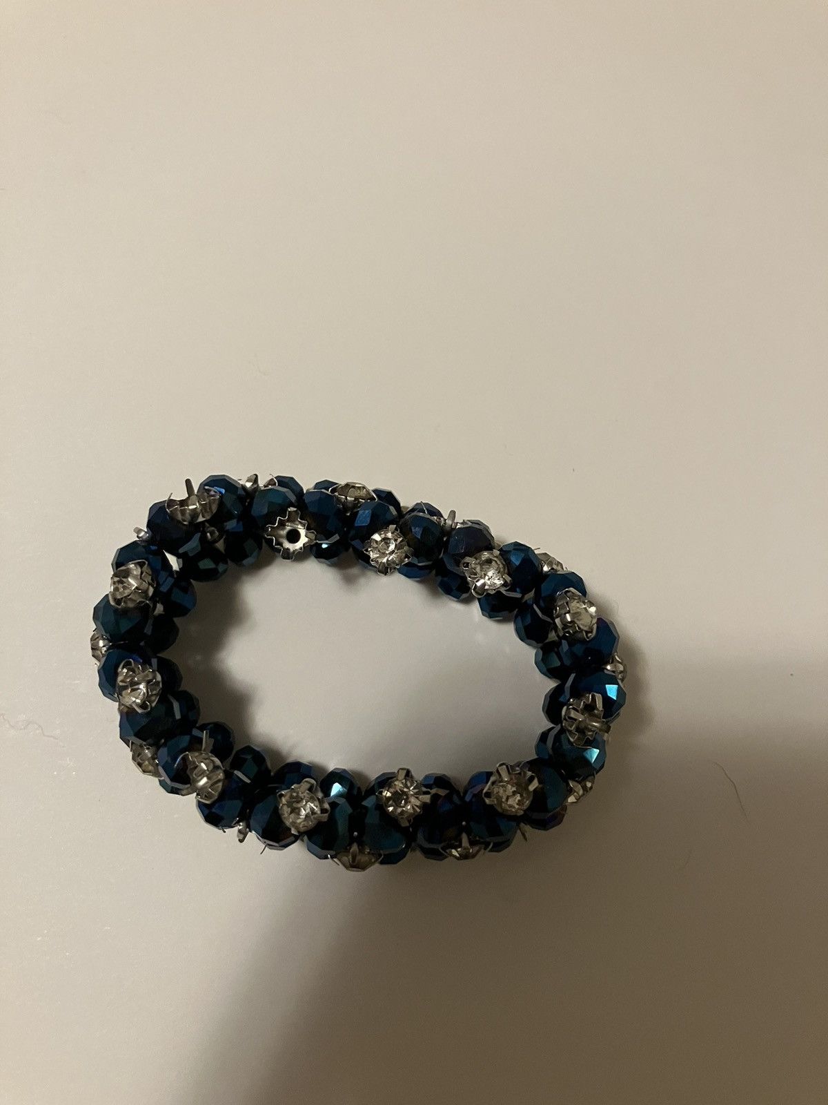Vintage Blue Crystal Jeweled Vintage Sparkling Royal Bracelet Size ONE SIZE - 3 Thumbnail