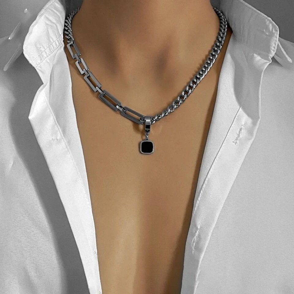 Japanese Brand Black Square Earring Pendant Necklace Size ONE SIZE - 2 Thumbnail