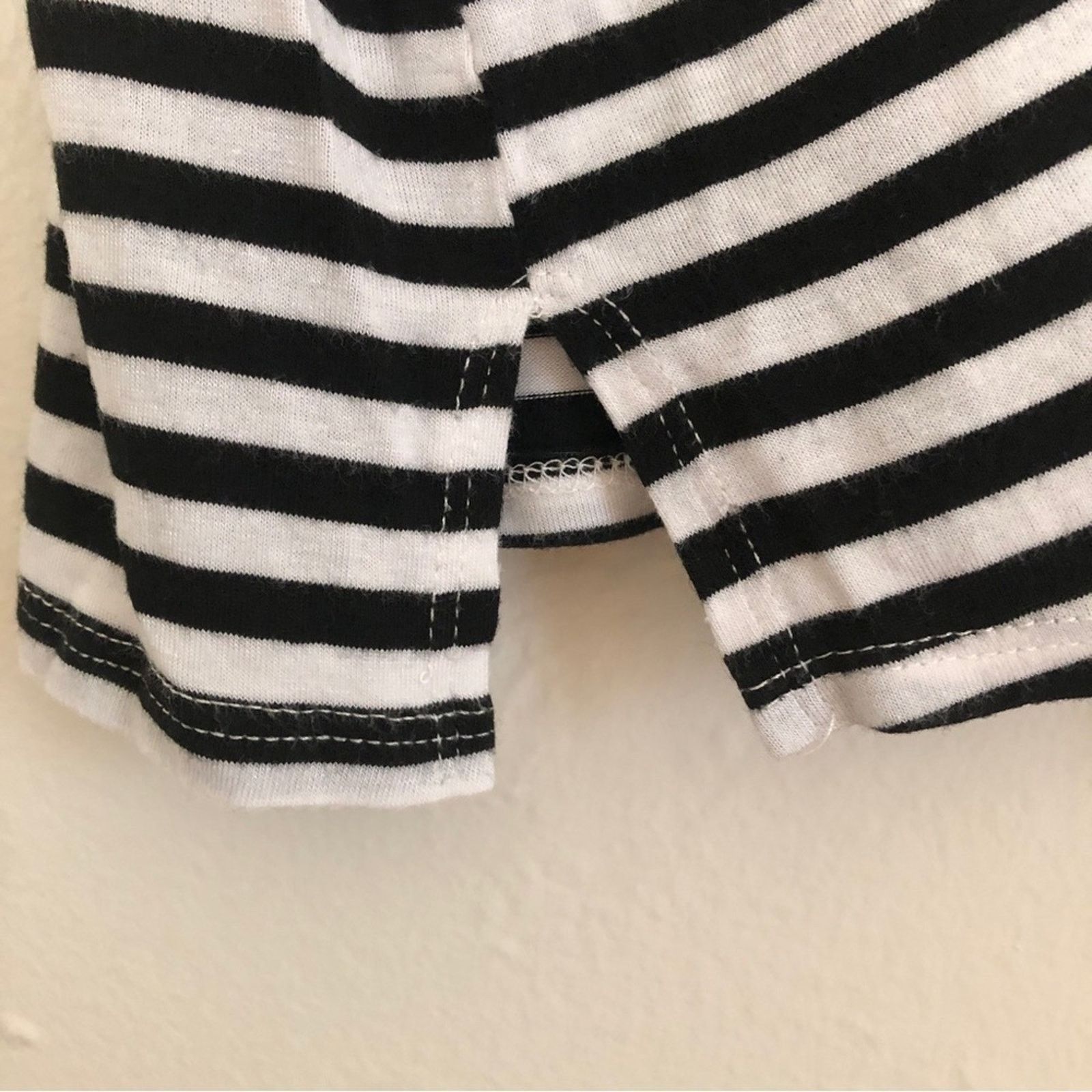 Other Cha Cha Vente Black White Stripe Tie Sleeve Shirt Blouse Top Size L / US 10 / IT 46 - 4 Thumbnail