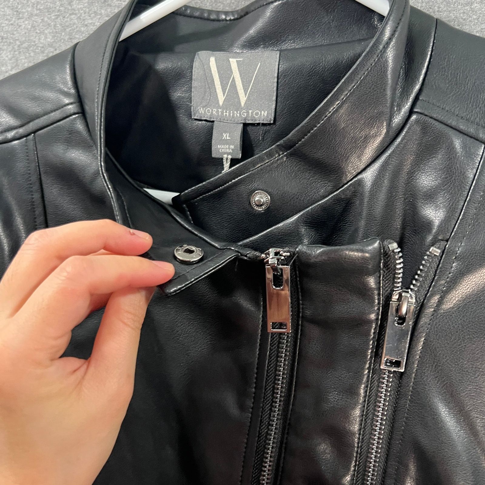 Other Worthington Women's Faux Leather Biker Winter Jacket Size XL / US 12-14 / IT 48-50 - 5 Thumbnail