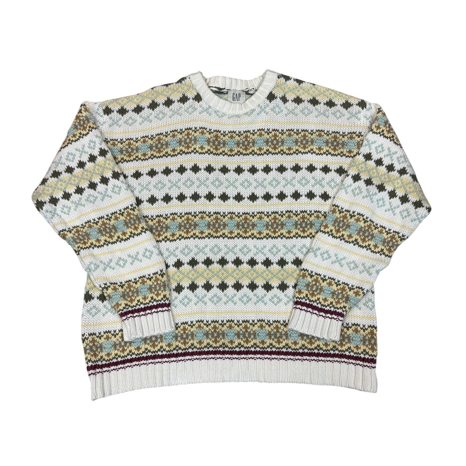 Gap × Vintage Vintage Gap Fair Isle Chunky Knit Fisherman Sweater Men's L Size US L / EU 52-54 / 3 - 1 Thumbnail