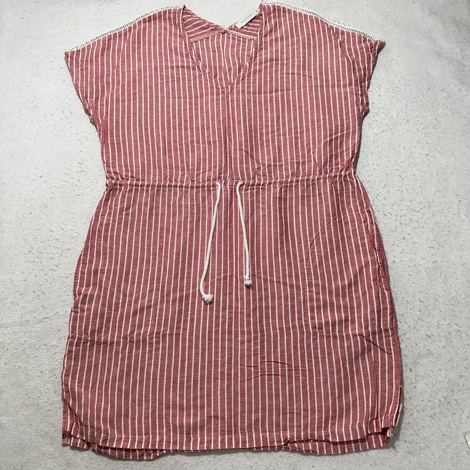 Other Mododoc Medium Linen Blend T Shirt Dress V-Neck Drawstring Size M / US 6-8 / IT 42-44 - 1 Thumbnail