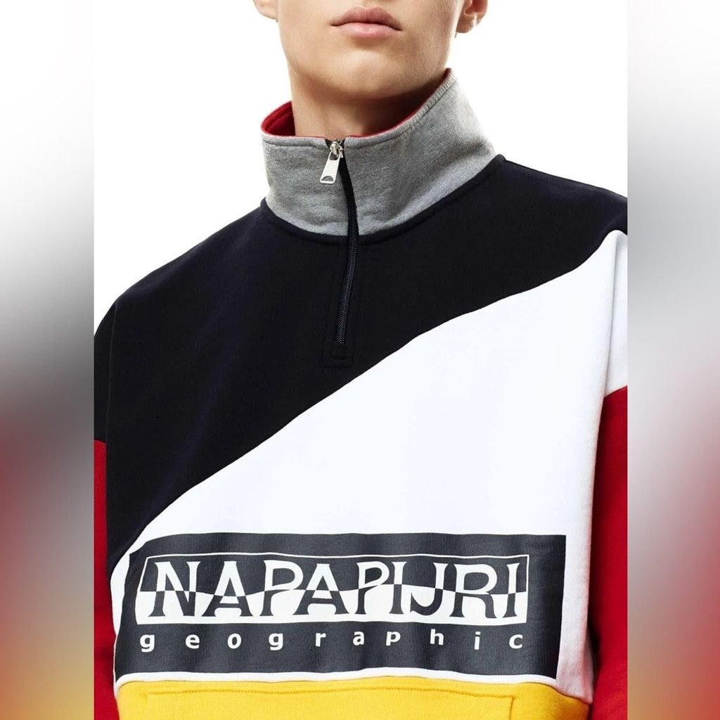 Napapijri Napapijri Bek Colorblock Cotton Kangaroo Pocket Pullover- M Size US M / EU 48-50 / 2 - 3 Thumbnail