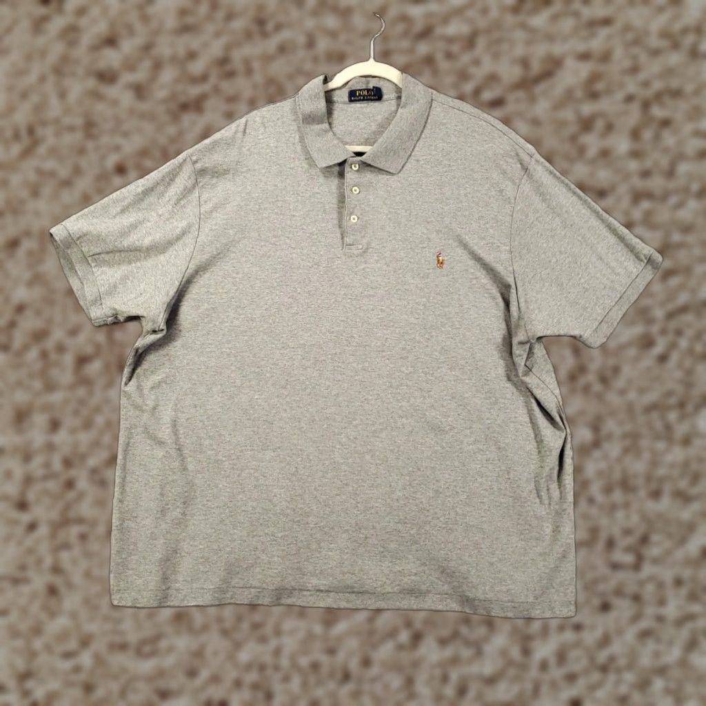 Polo Ralph Lauren Polo Ralph Lauren Shirt Mens 2XB Gray Pullover Big 2X Preppy Heathered Short Sleeve Knit 100% Cotton Logo Embroidered Classic Polo Mens Big & Tall Size US XXL / EU 58 / 5 - 1 Thumbnail