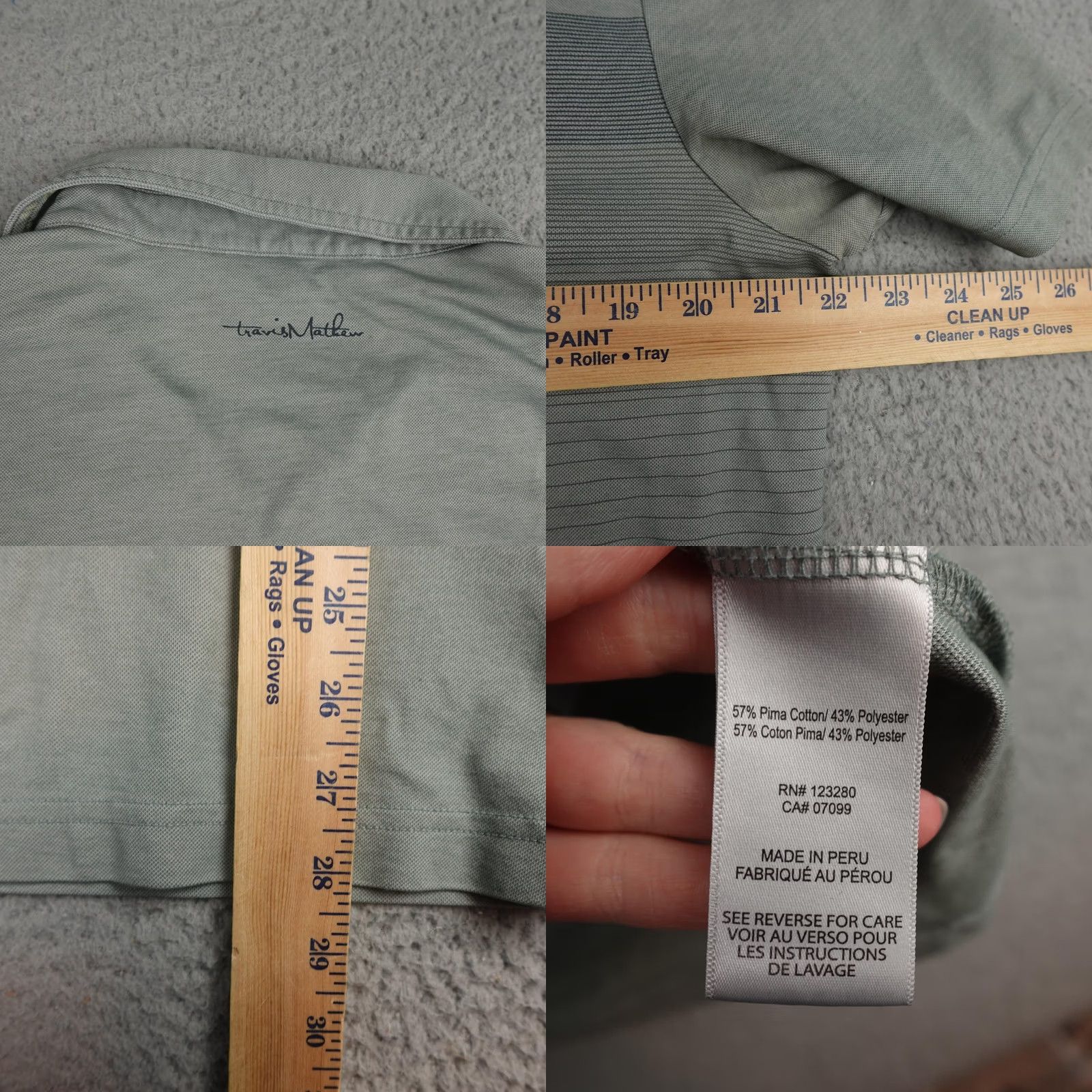 TravisMathew Travis Mathew Polo Shirt Mens L Sage Gray Striped Pima Cotton Golf Shirt Size US L / EU 52-54 / 3 - 9 Thumbnail