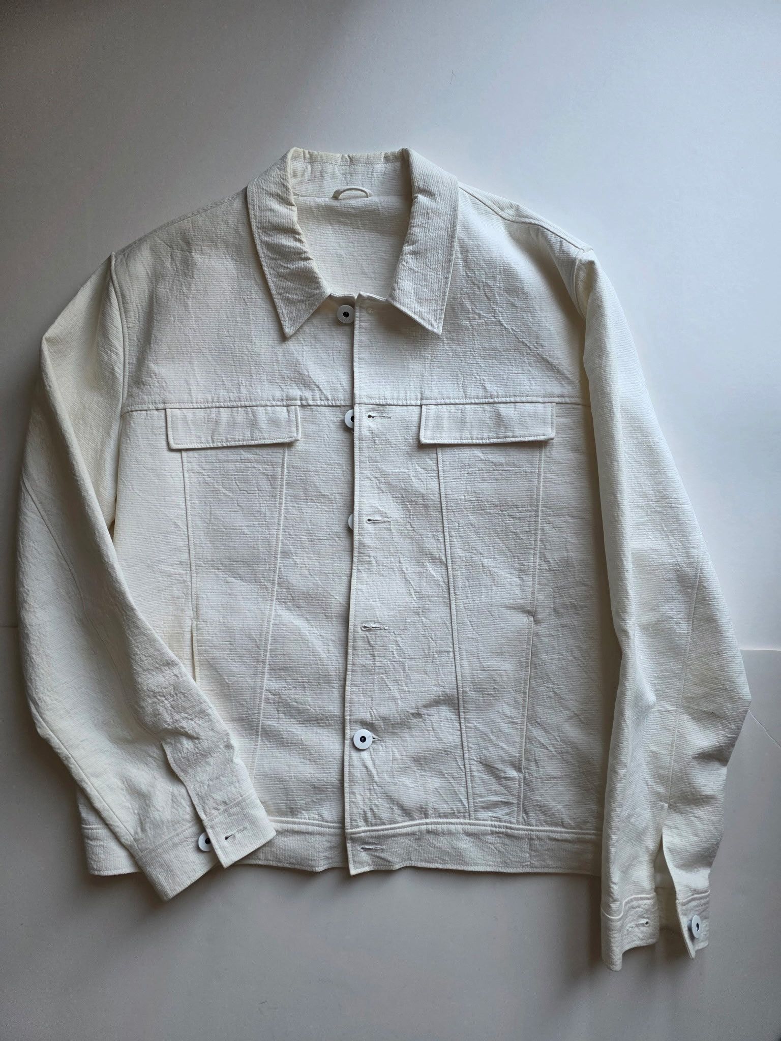 Topman Topman Textured Cotton Trucker Jacket - White - XXL (NWOT) Size US XXL / EU 58 / 5 - 1 Thumbnail