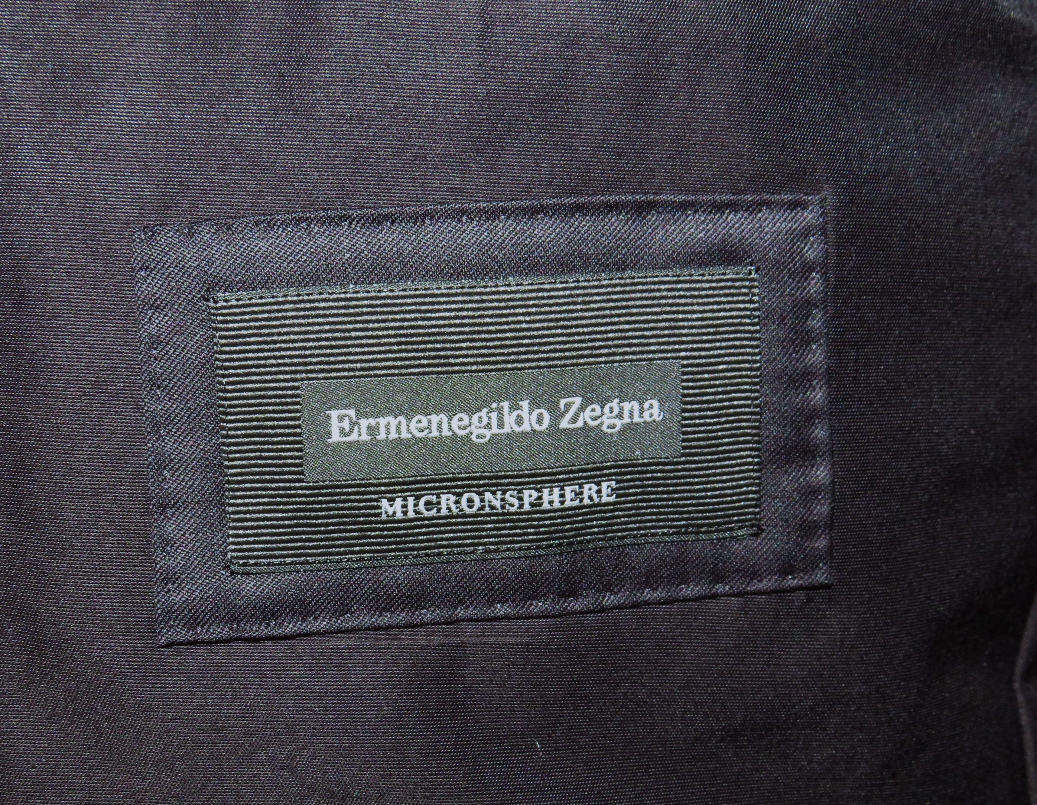 Ermenegildo Zegna Micronsphere Current Solid Black One Button Tuxedo 42S Size 42S - 19 Thumbnail