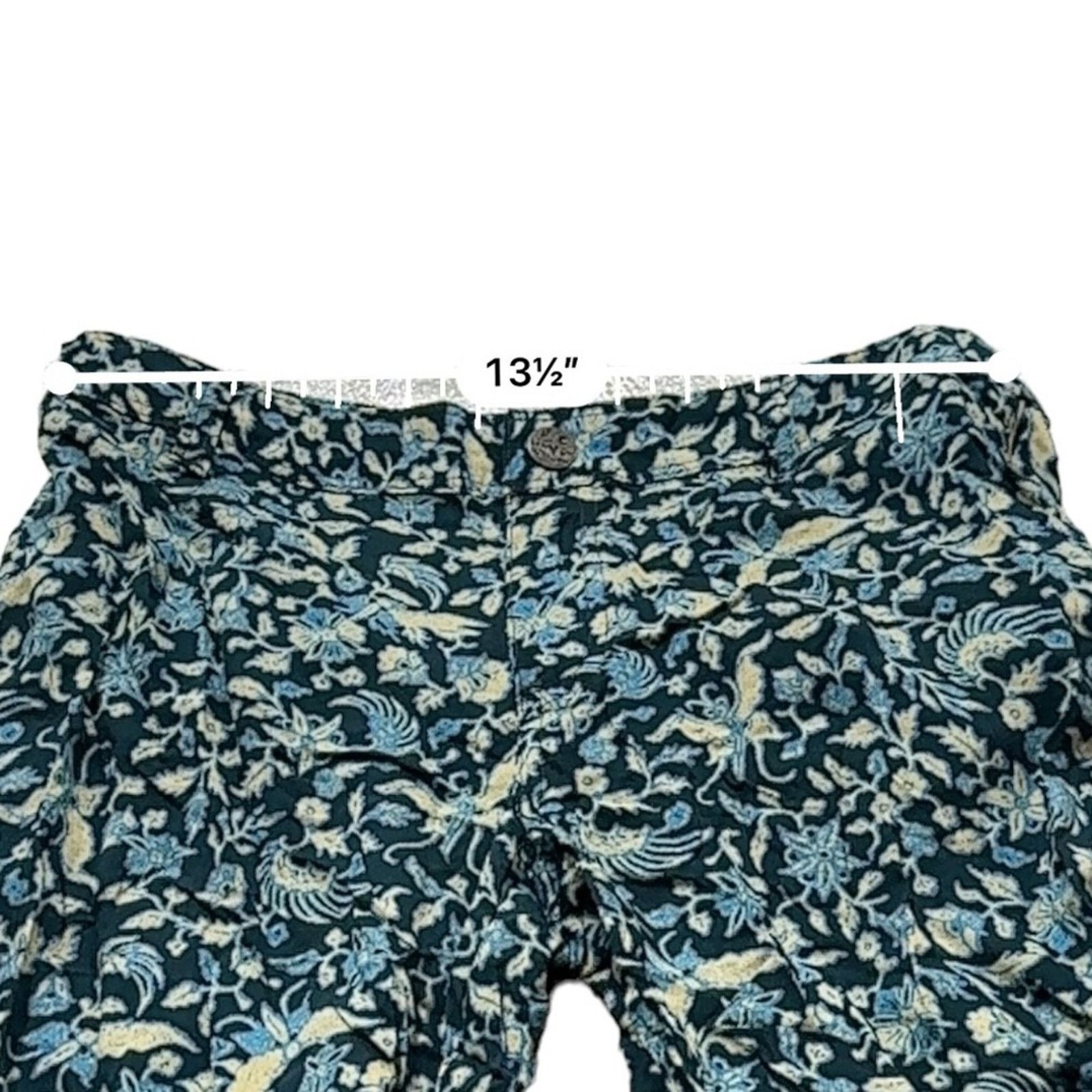 Free People Free People Blue & Cream Floral Cropped Mid Rise Pants Sz 0 Size 25" / US 0 / IT 36 - 9 Thumbnail