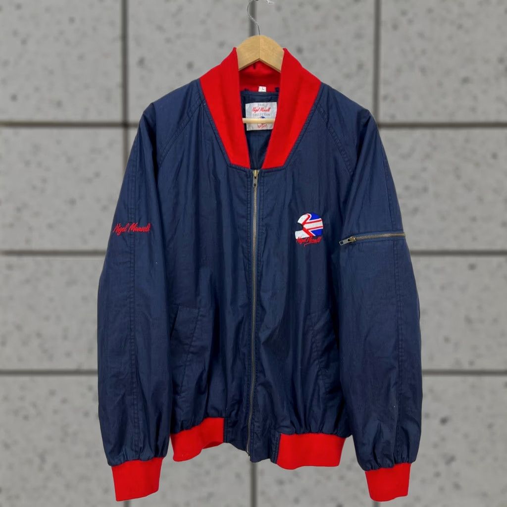 Vintage Nigel Mansell Collection Bomber Jacket Vintage Men L Blue Red 90s Bomber Jacket Size US L / EU 52-54 / 3 - 1 Thumbnail