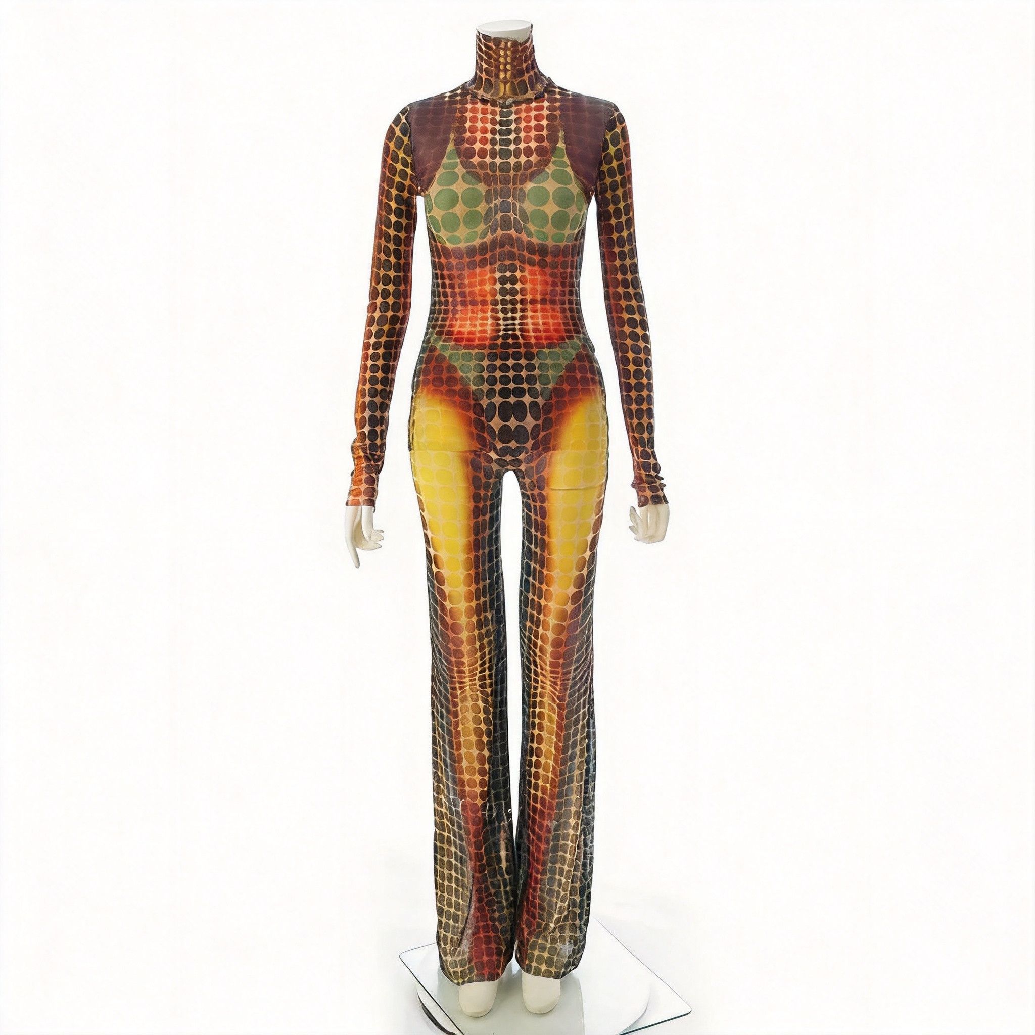 Vintage Jean Paul Gaultier Cyber Polka Dot Mesh Top/, Women's (Size 35)