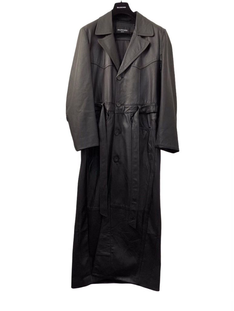 【送料&関税込】Balenciaga Black Leather Coat Single-breasted leather coat in black - Balenciaga | Mytheresa