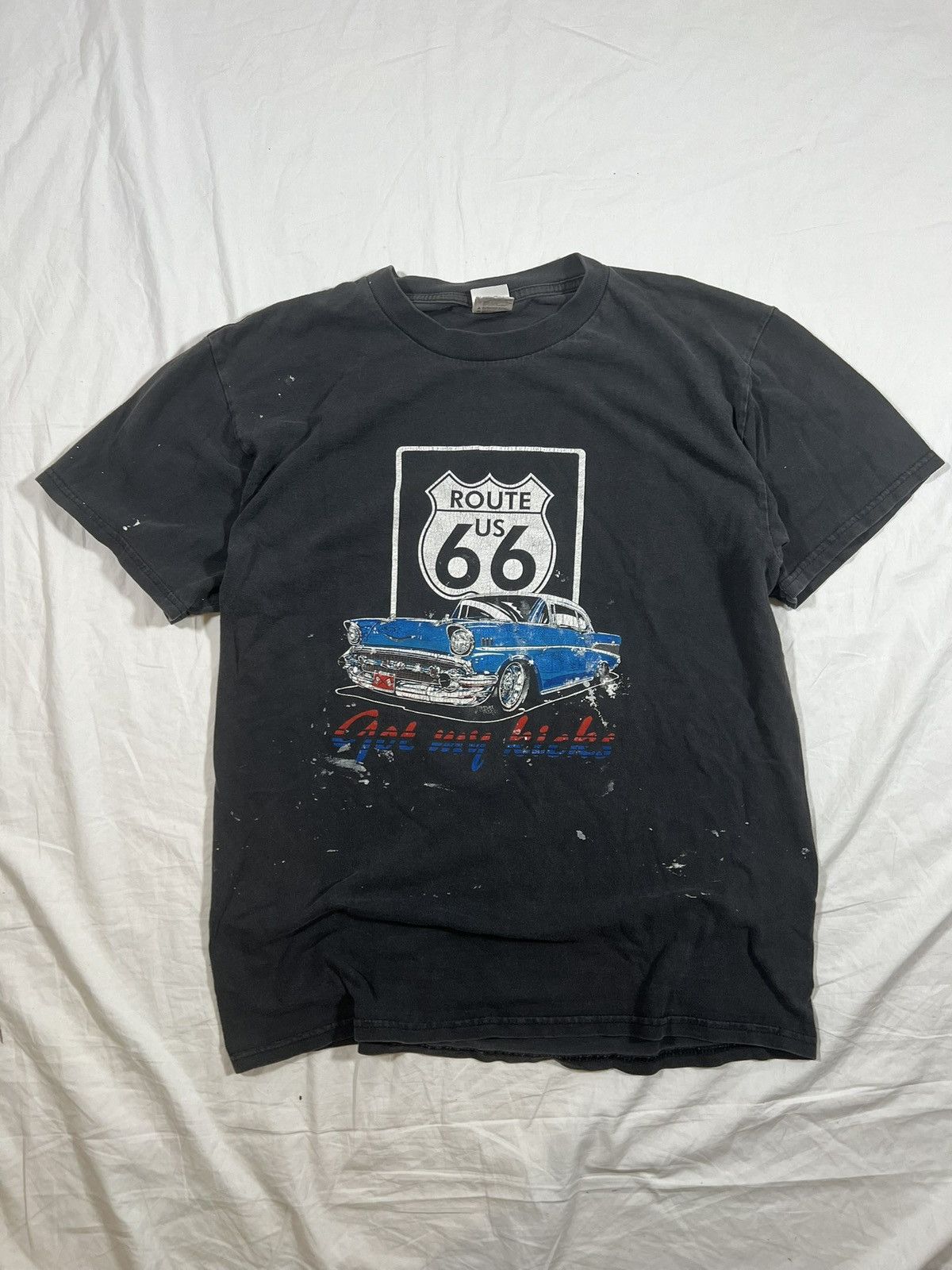 Vintage Vintage Paint Splattered ERD Style Classic Route 66 Tee Size US L / EU 52-54 / 3 - 1 Thumbnail