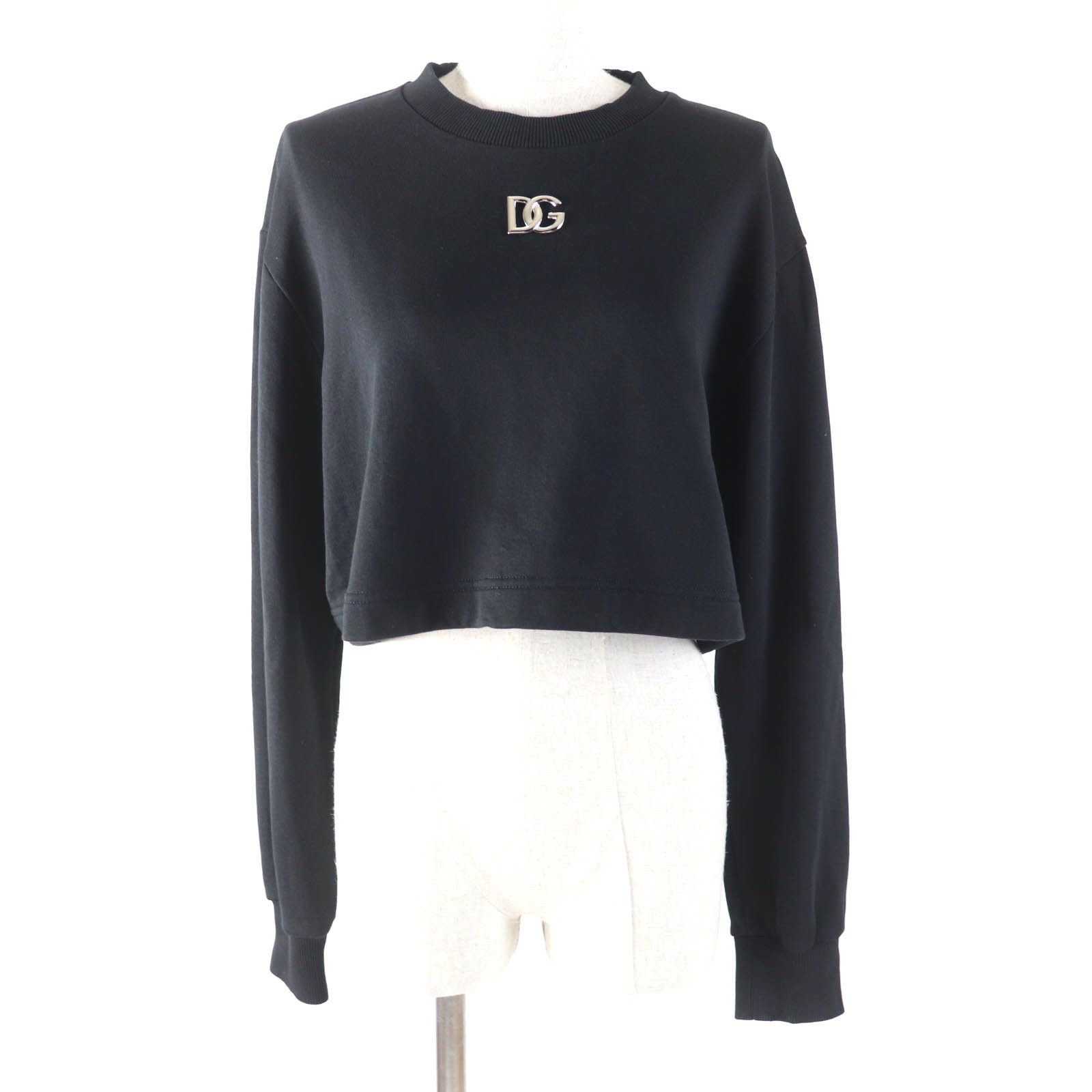 Dolce & Gabbana Dolce & Gabbana Dolce&Gabbana DG Plate Logo Cropped Sweatshirt Cotton Sweatshirts & Hoodies F9N80Z 13985 DUTY FREE for USA Size ONE SIZE - 1 Thumbnail