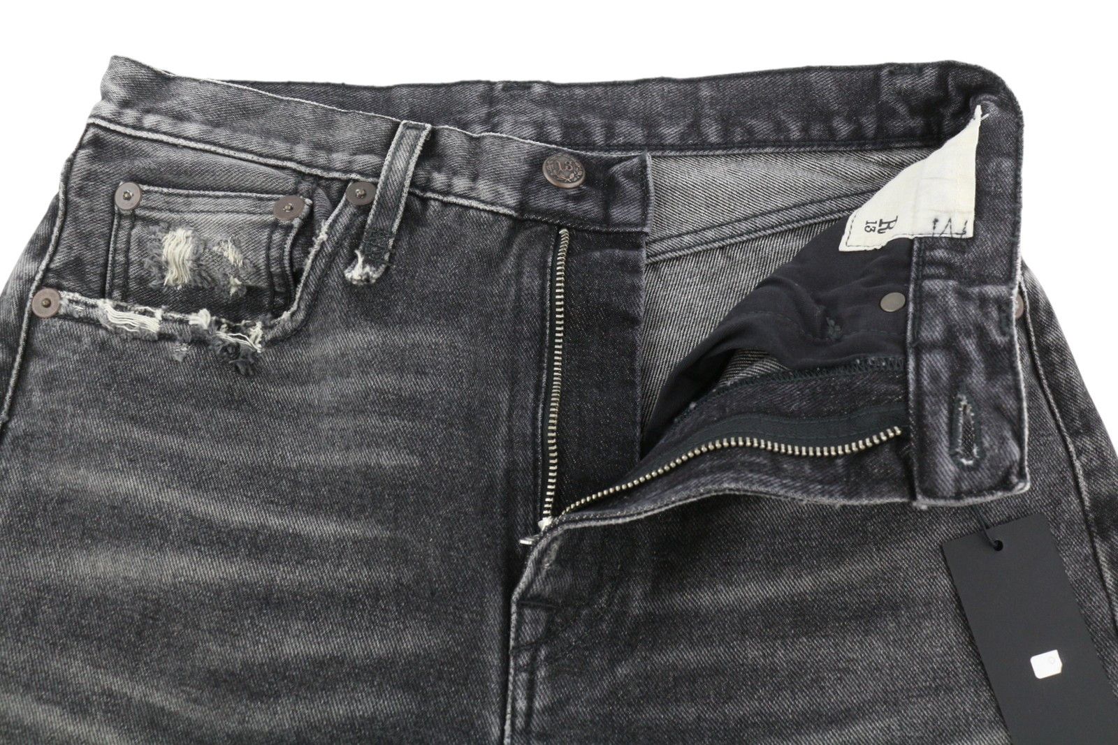 R13 COURTNEY SLIM 27 Everit Black Faded Zip Distress 86235 Size 27" / US 4 / IT 40 - 5 Thumbnail