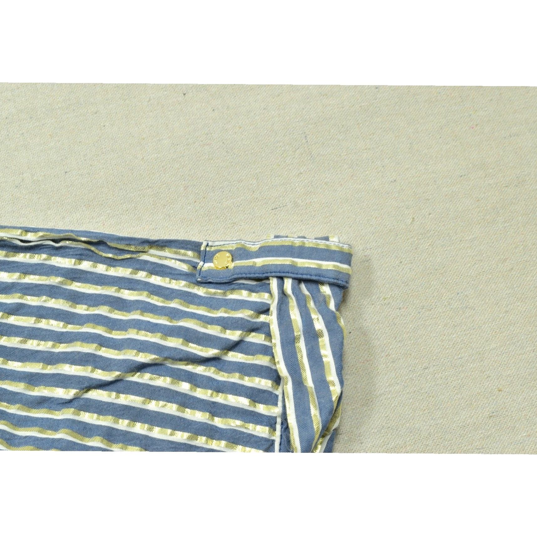 Anne Klein Anne Klein Womens Blouse Plus Size 3X Blue White Gold Metallic Stripe Zip Front Size XXL / US 16-18 / IT 52-54 - 8 Thumbnail