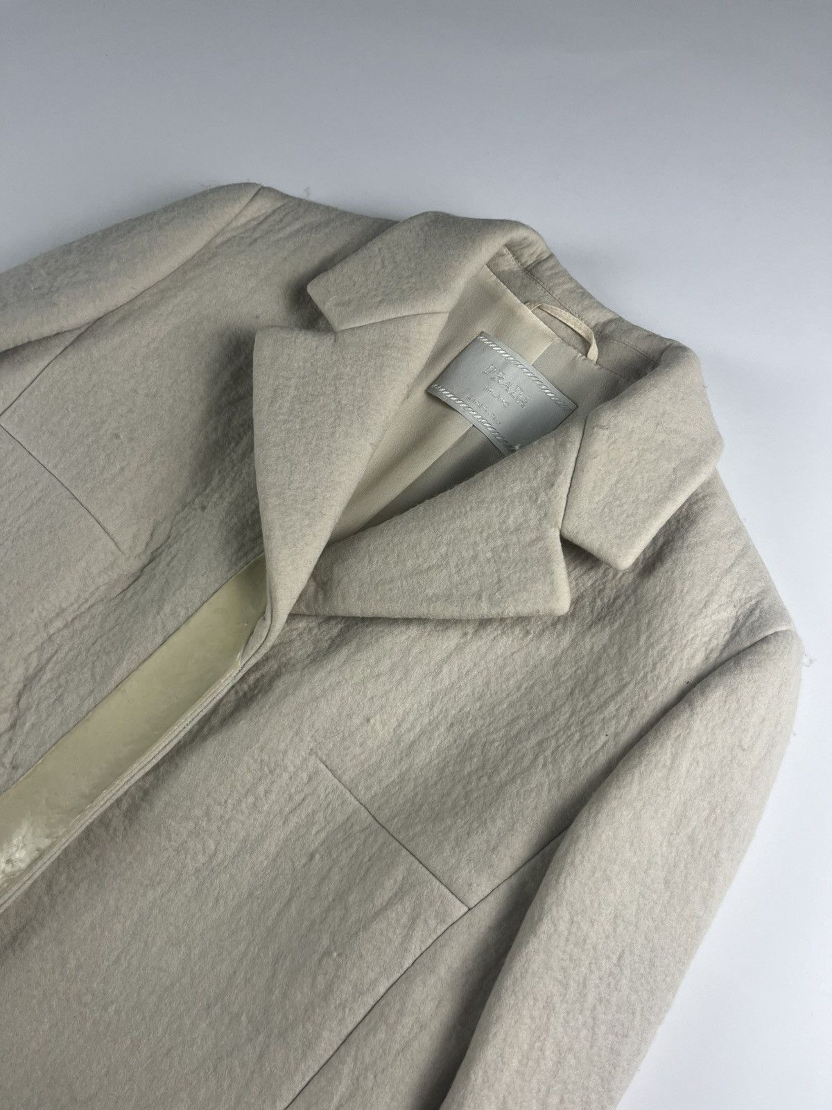 Prada Prada Cream White Wool Double Breasted Wool Coat FW 1998 Size S / US 4 / IT 40 - 2 Thumbnail