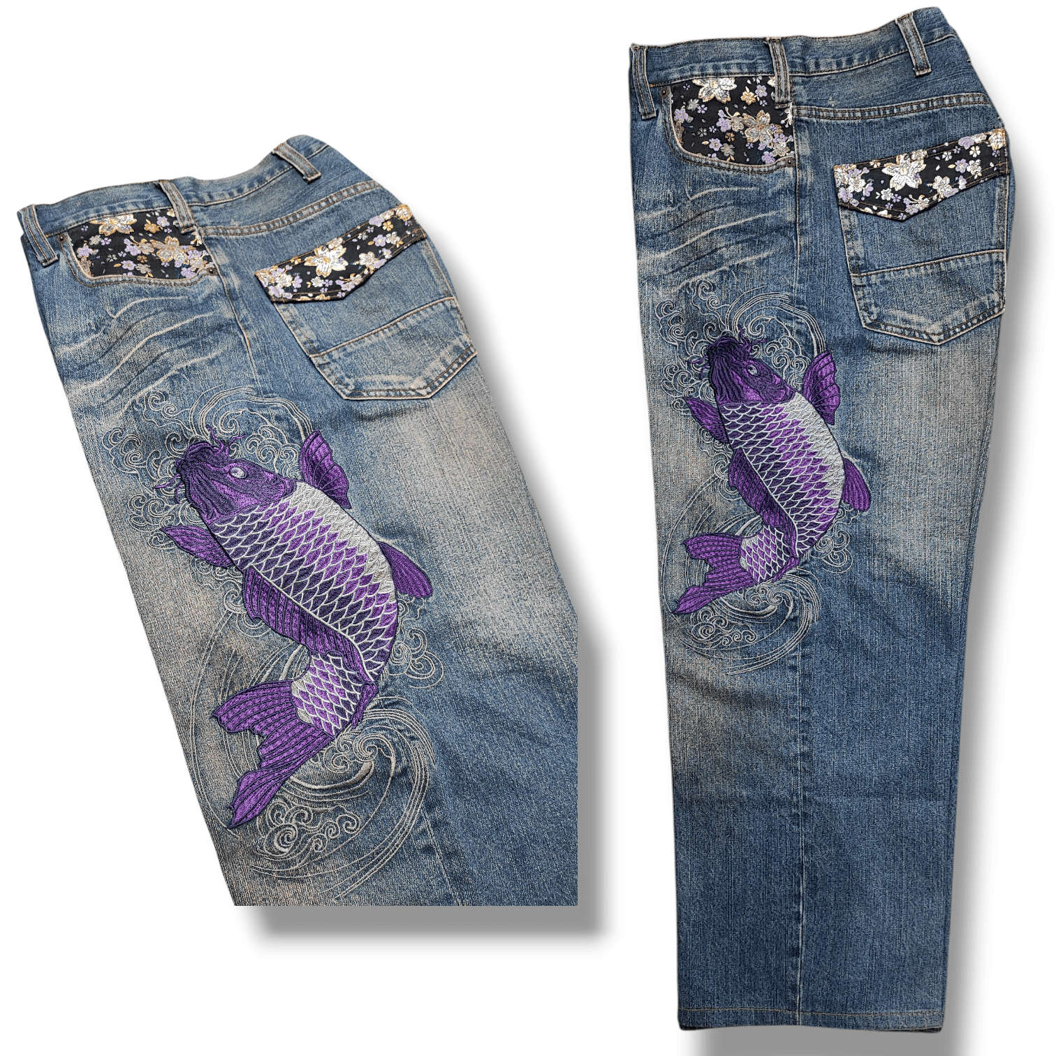 Japanese Brand Vintage Y2K Miyabi Musubi Japan Wagara Koi Fish Embroidery Size US 38 / EU 54 - 2 Thumbnail