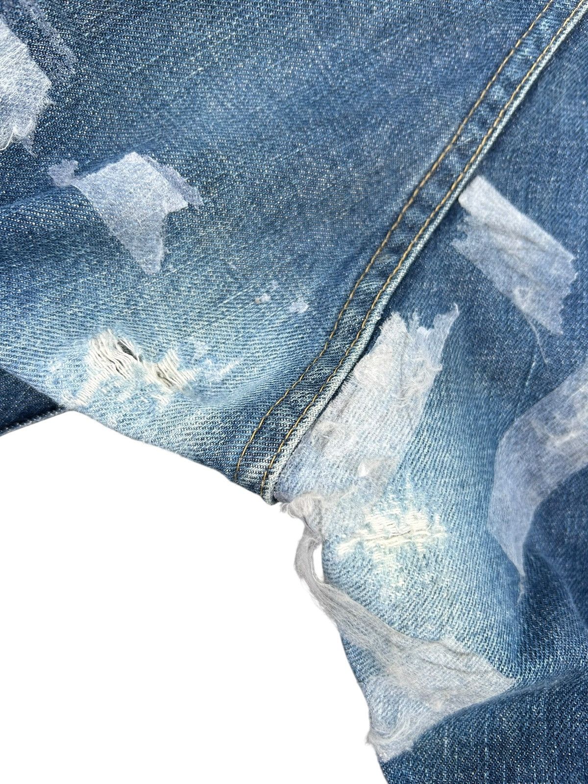 Kapital Vintage Levis Big E Selvedge Buckle Back Distressed Denim Size US 35 - 18 Thumbnail
