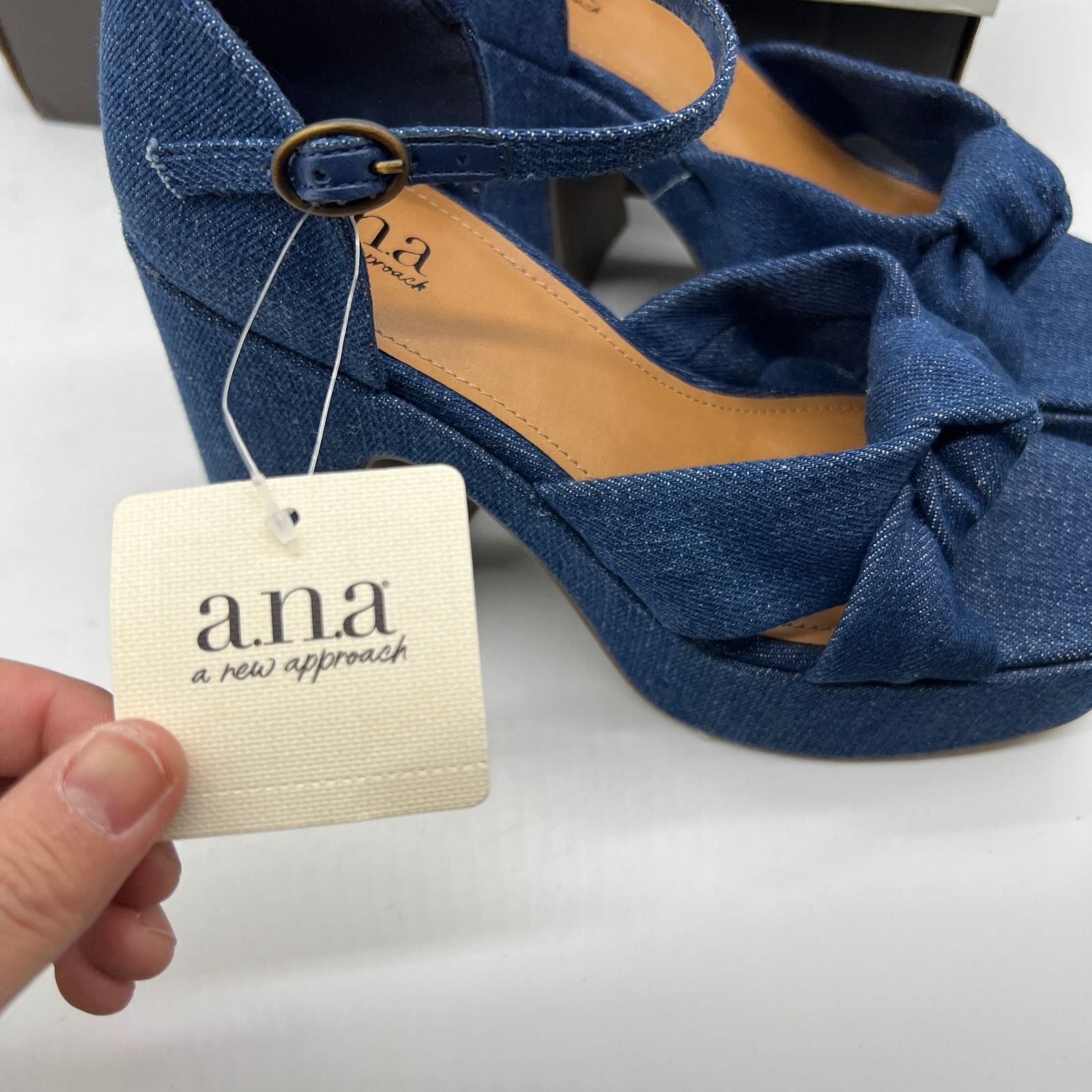 Other a.n.a Womens Holland Heeled Sandals Denim Platform Size US 6 / IT 36 - 4 Thumbnail
