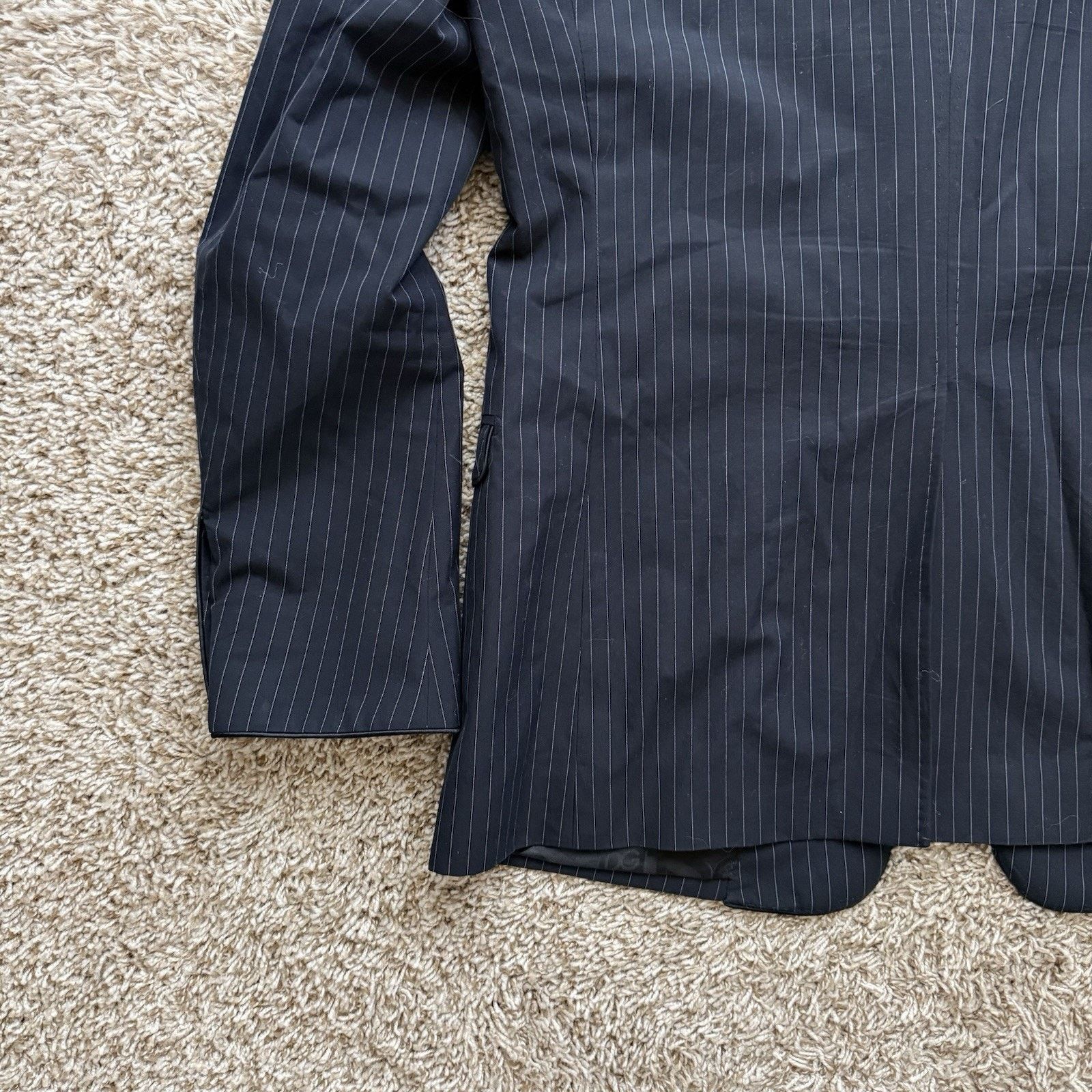 Dolce & Gabbana Dolce & Gabbana Black Cotton Suit Jacket Striped One Button Size 54R - 10 Thumbnail