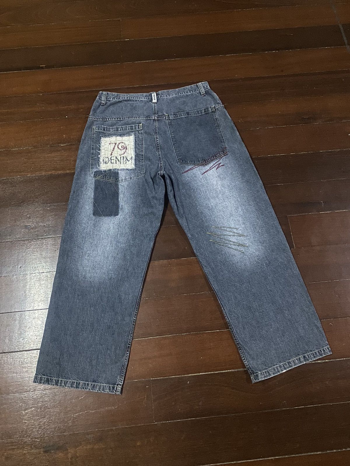 Designer × JNCO FIRE 🔥 NO BOUNDARIES WIDE LEG PATCH WORKS BELL BOTTOM Size US 36 / EU 52 - 11 Thumbnail