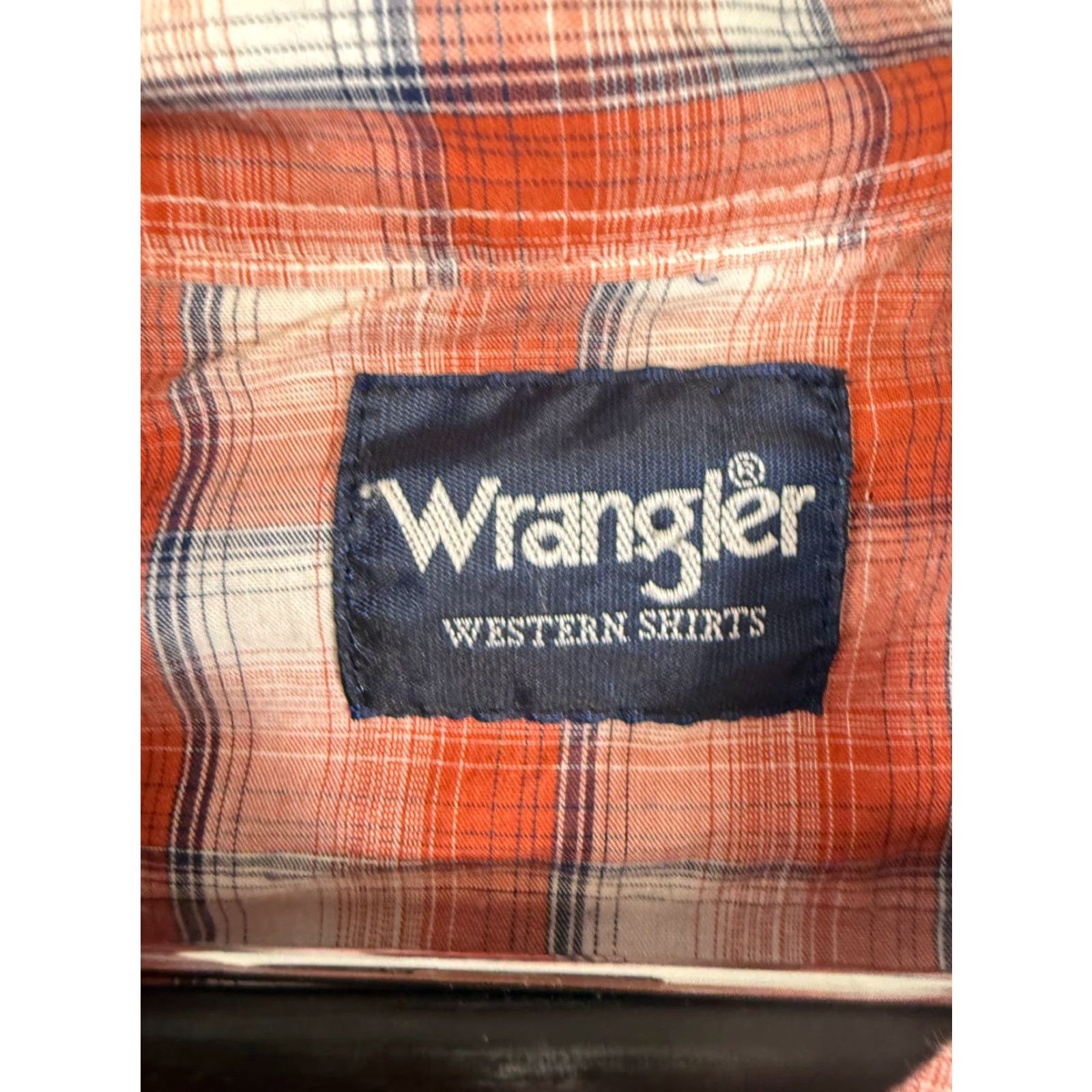 Wrangler Wrangler Western Shirt Mens 3XL Orange Plaid Pearl Snap Flap Pocket Short Sleeve Size US XXL / EU 58 / 5 - 5 Thumbnail