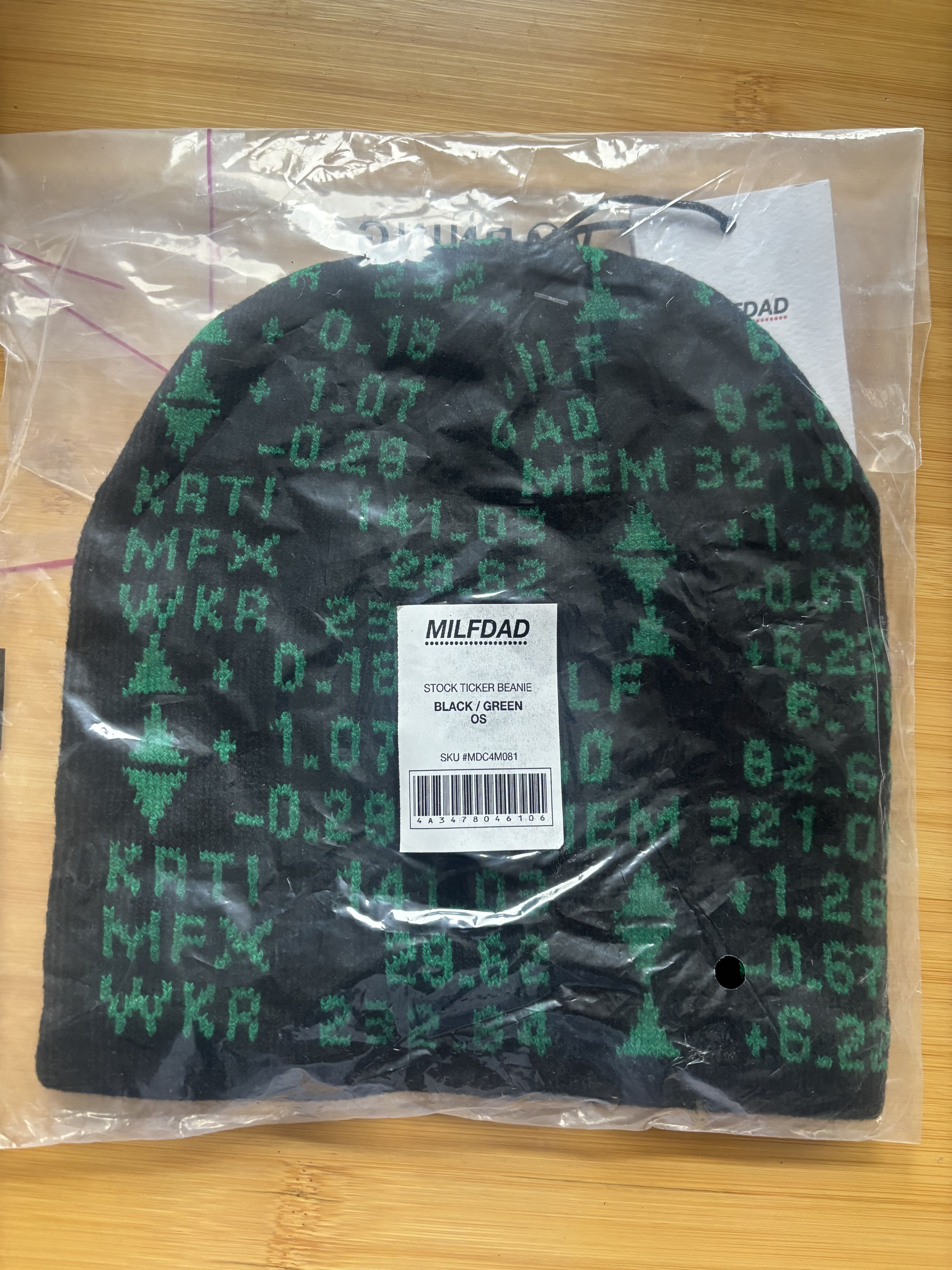 Milfdad Milfdad Stock Ticker Beanie Black & Green Size ONE SIZE - 2 Thumbnail