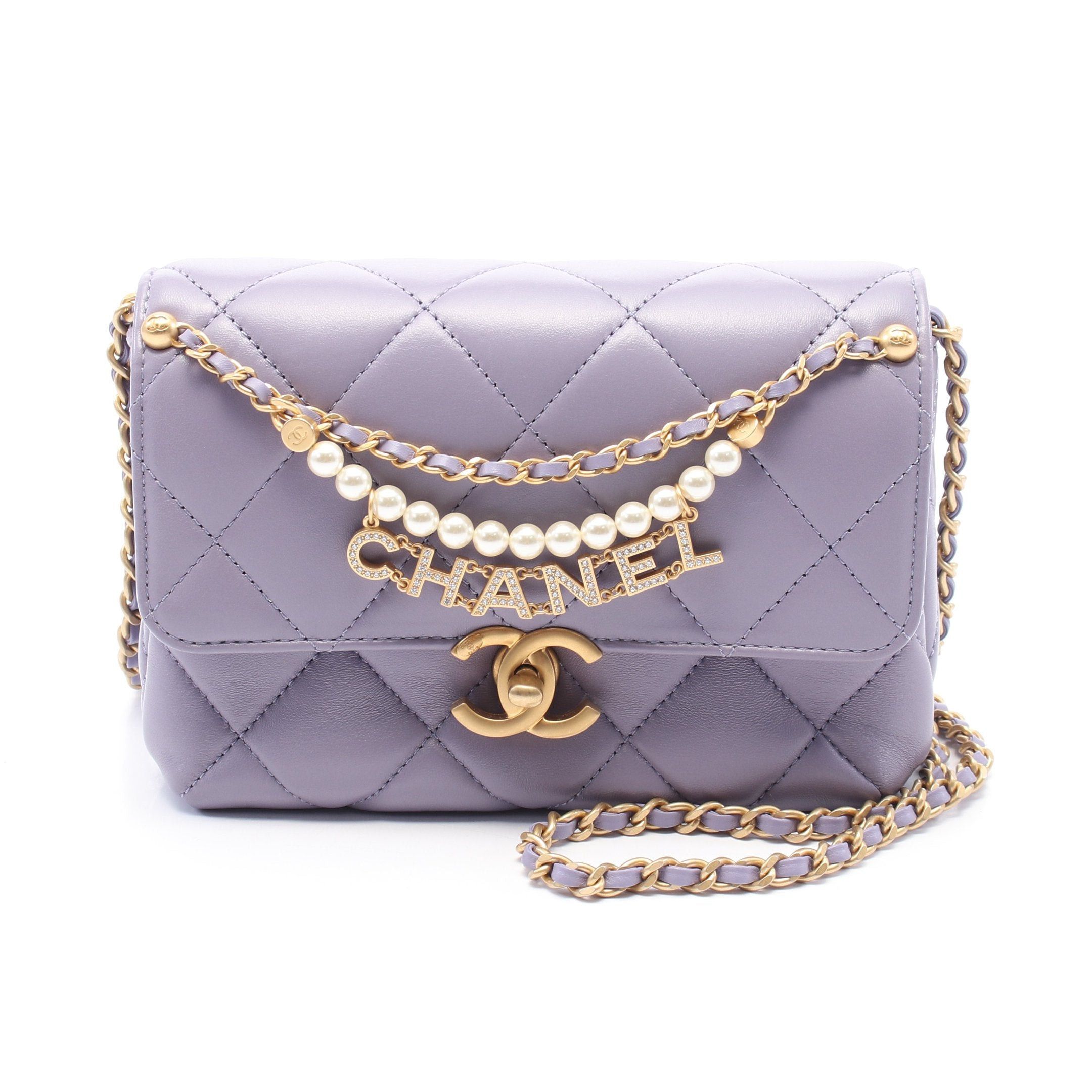 Chanel Chanel Matelasse Mini Flap Bag Chain Shoulder Leather Light Purple Gold Hardware Size ONE SIZE - 1 Thumbnail