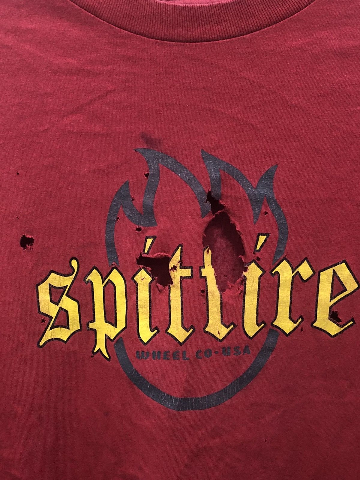 Santa Cruz Skateboards × Shorty's Skateboards × Spitfire Distressed Spit Fire Big Logo LongSleeve Tshirt Tee Size US L / EU 52-54 / 3 - 4 Thumbnail