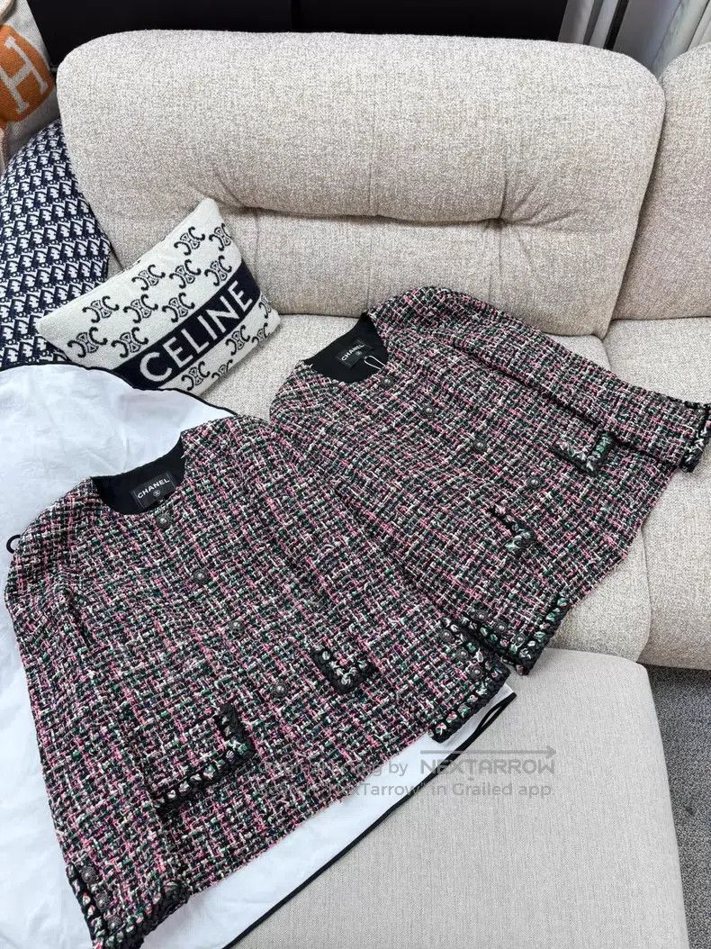 Chanel Chanel Pink and green tweed jacket Size XS / US 0-2 / IT 36-38 - 8 Thumbnail