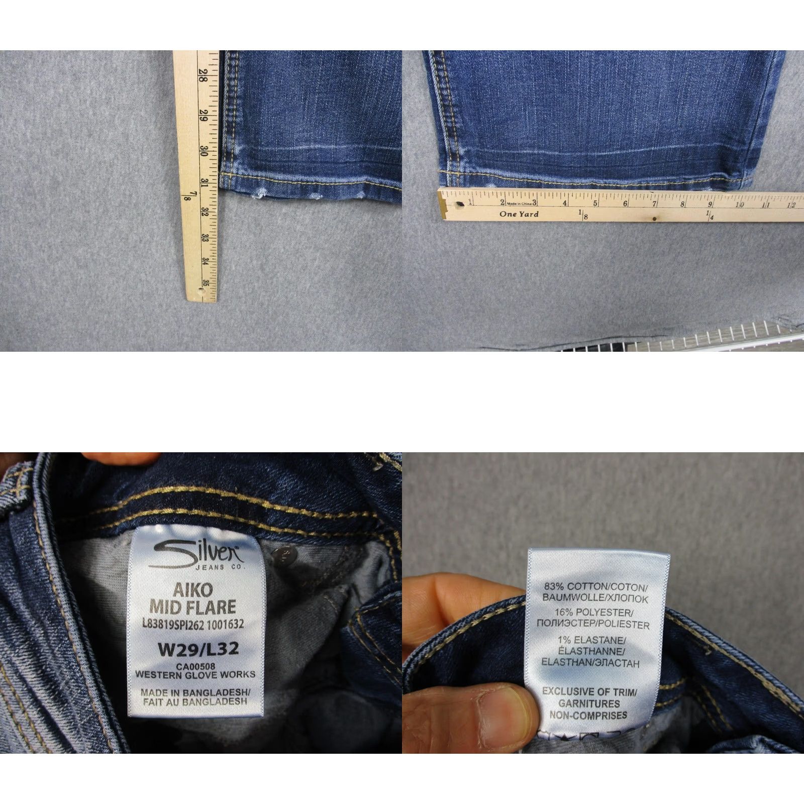 Silver Jeans Co. Silver Jeans Co Aiko Mid Flare Jeans Womens W29/L32 Blue Medium Wash Stretch 29x32 Size 29" - 9 Thumbnail