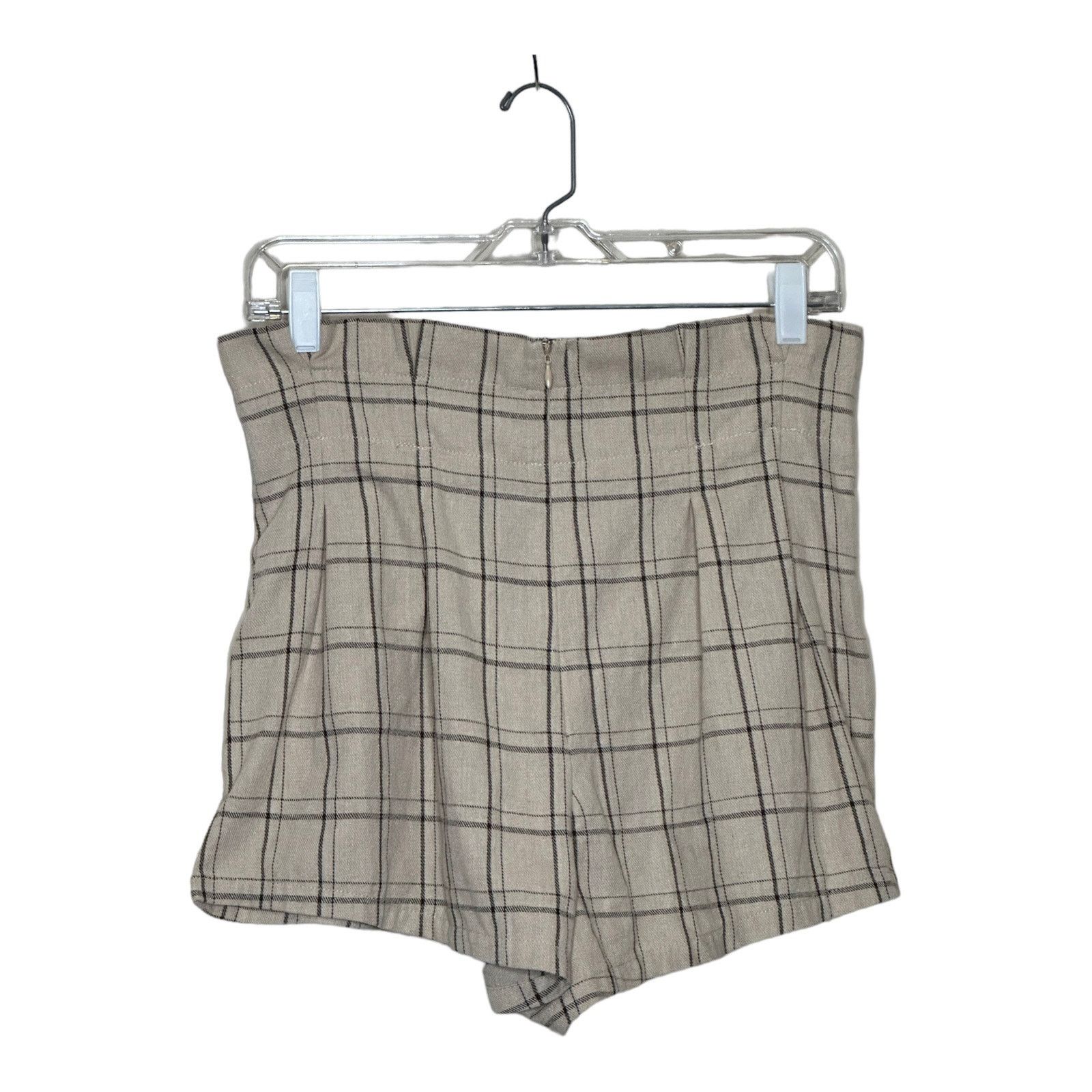 Shein Shein beige plaid paperbag lace up detail shorts size M Size 28" / US 6 / IT 42 - 2 Thumbnail