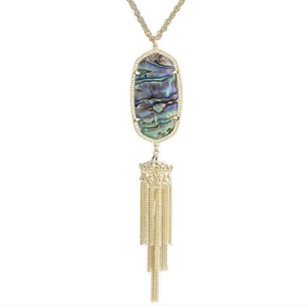 Kendra Scott Kendra Scott Rayne Abalone Shell Long Gold Fringe Necklace Size ONE SIZE - 2 Thumbnail