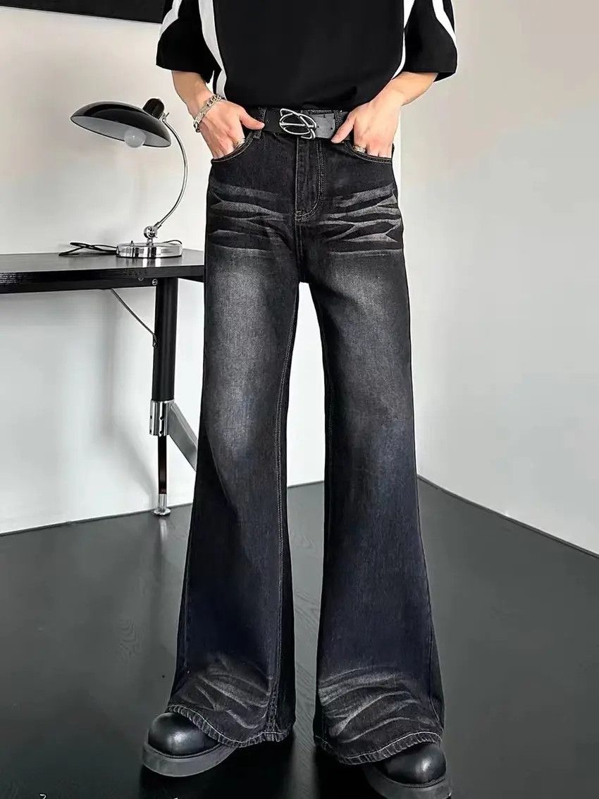 Designer × Japanese Brand Faded washed black baggy jeans Size US 34 / EU 50 - 2 Thumbnail