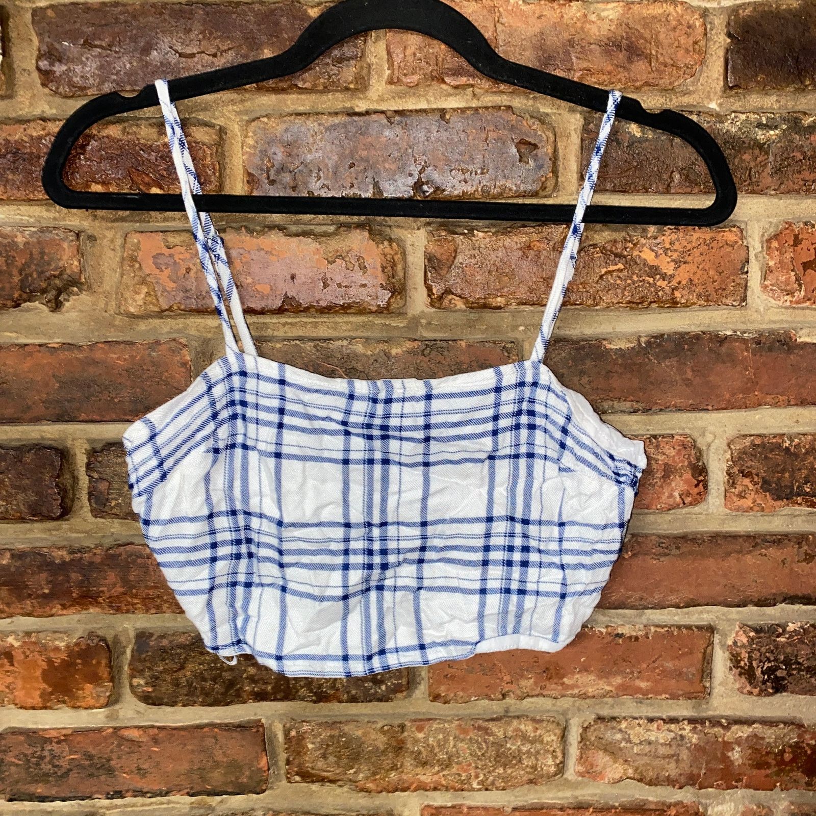 Lulus Lulus Warm Welcome Blue White Plaid Crop Tank Top Small Size S / US 4 / IT 40 - 2 Thumbnail