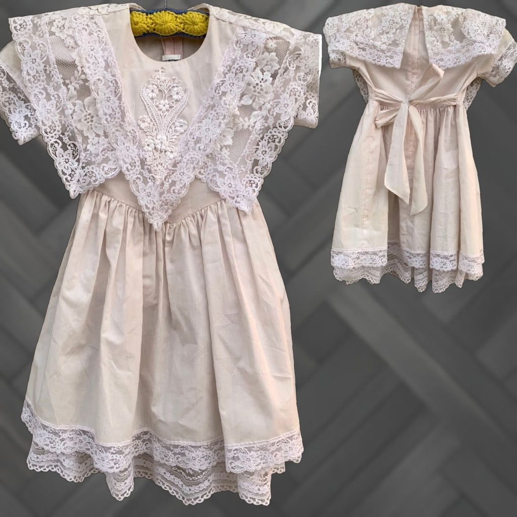 Jessica McClintock VINTAGE Jessica McClintock Girls dress Lace accents Cottagecore Made in USA 4 Pink 1980s Party Short Sleeve Cotton/Polyester/Nylon Girls Size ONE SIZE - 1 Thumbnail