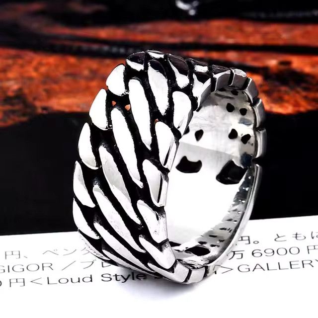 Jewelry Wide Chain Knitting Ring Size ONE SIZE - 3 Thumbnail