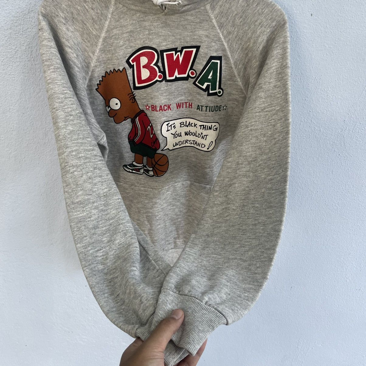 Vintage Vintage 90s Bootleg BWA black bart simpson NWA parody hoodie Size US L / EU 52-54 / 3 - 3 Thumbnail