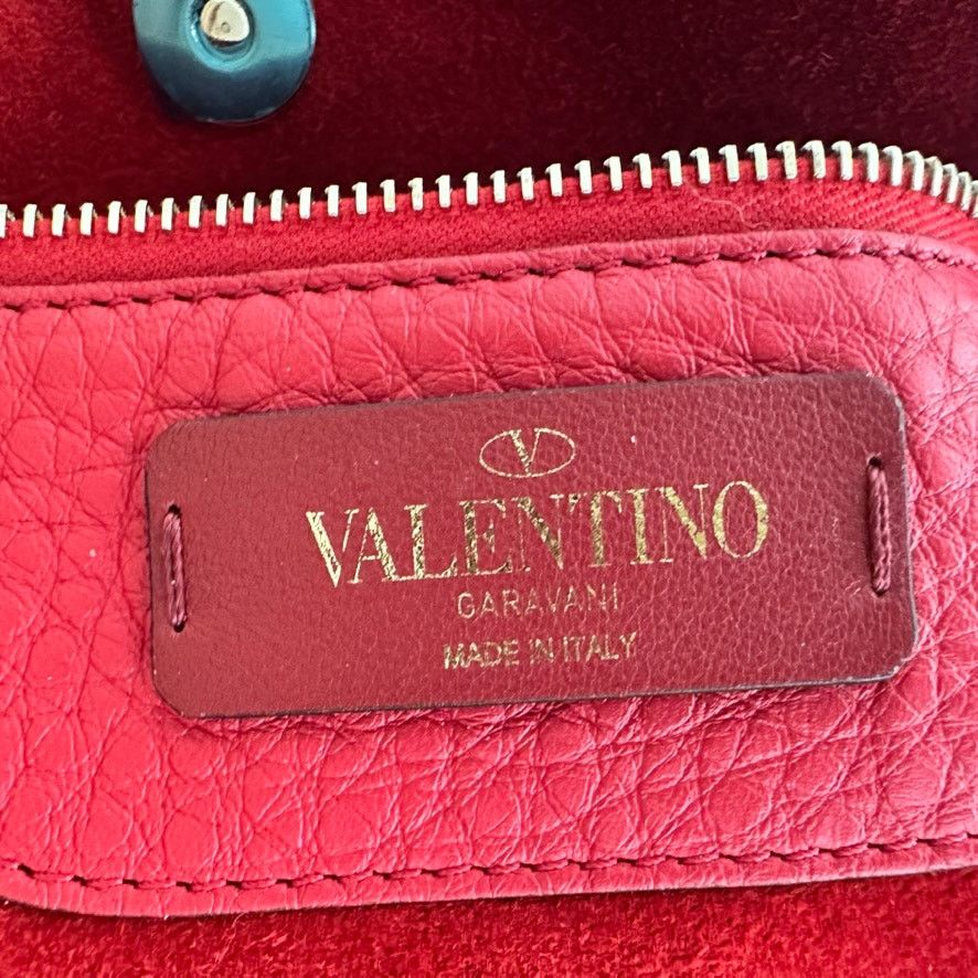 Valentino Valentino Garavani Trapeze Rockstud Handle Tote Red Leather Size ONE SIZE - 4 Thumbnail