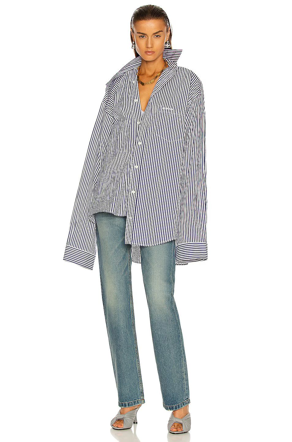 o1la1rc1a1024 Twisted Shirt in Navy/White