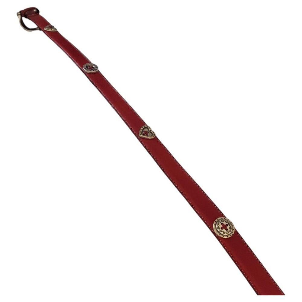 Brighton Brighton Red Heart Embellished Leather Belt Size ONE SIZE - 9 Thumbnail