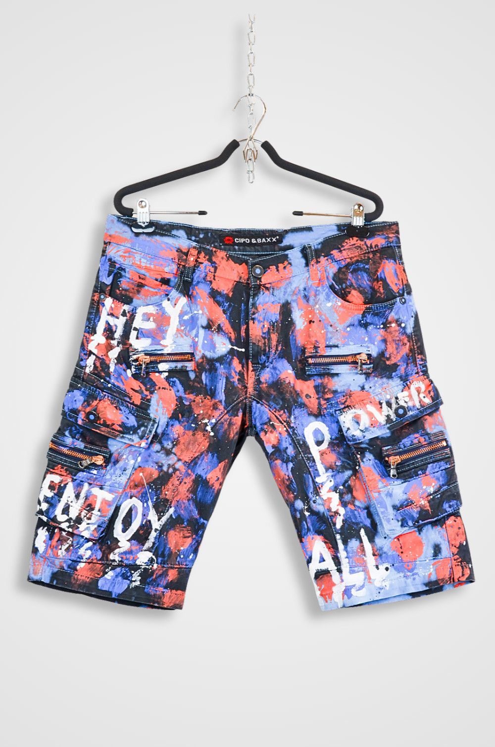 Japanese Brand Cipo & Baxx Paint Splash Cargo Shorts – Size W34 Size US 34 / EU 50 - 1 Thumbnail