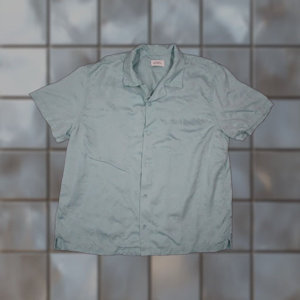 Saturdays NYC Saturdays NYC Blue Floral Button Up Shirt Mens Extra Large Short Sleeve Tencel Blend Mens Size US XL / EU 56 / 4 - 1 Thumbnail
