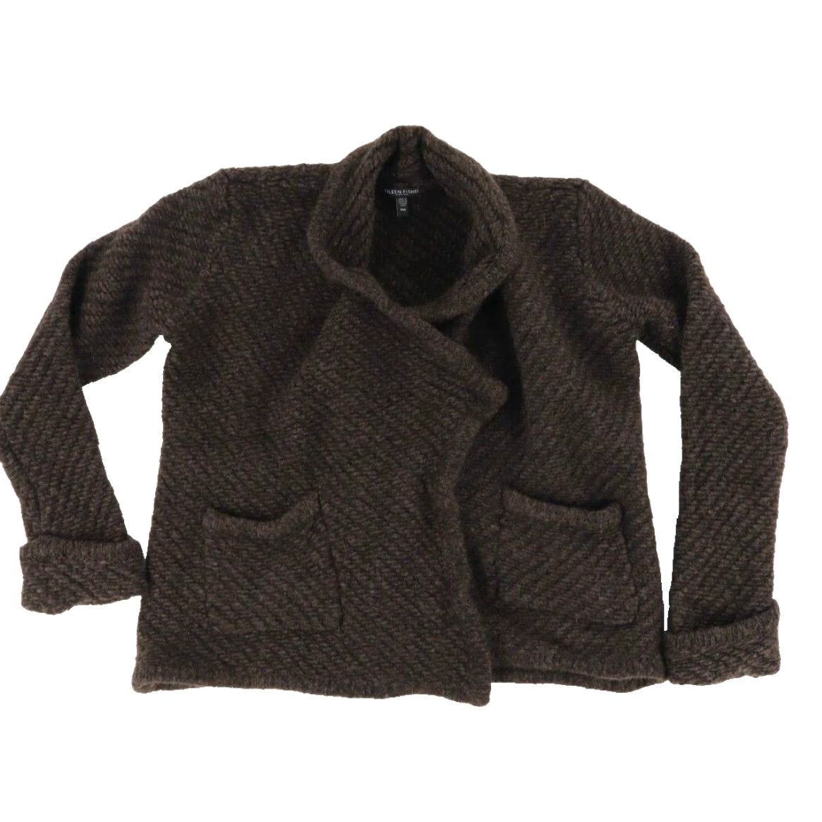 Eileen Fisher Eileen Fisher Open Front Wool Cardigan Sweatshirt Brown Women's PM Shirt Size M / US 6-8 / IT 42-44 - 3 Thumbnail
