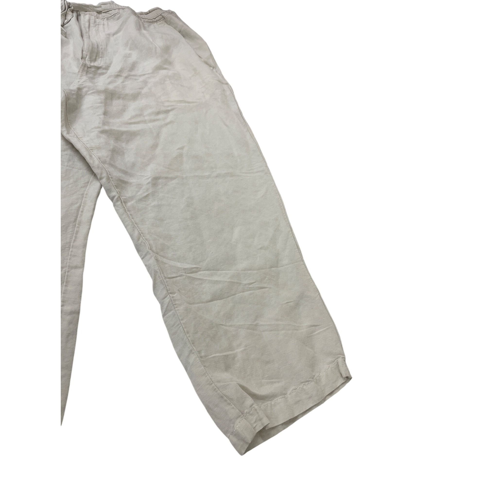 Cubavera Cubavera womans beige Drawstring Linen blend wide leg pants Size 24" / US 00 / IT 34 - 4 Thumbnail