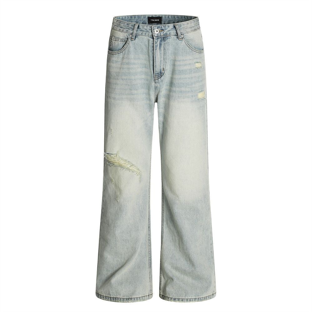 Japanese Brand × Jean Men's punk distressed loose casual light washed ripped jeans Size US 32 / EU 48 - 1 Thumbnail