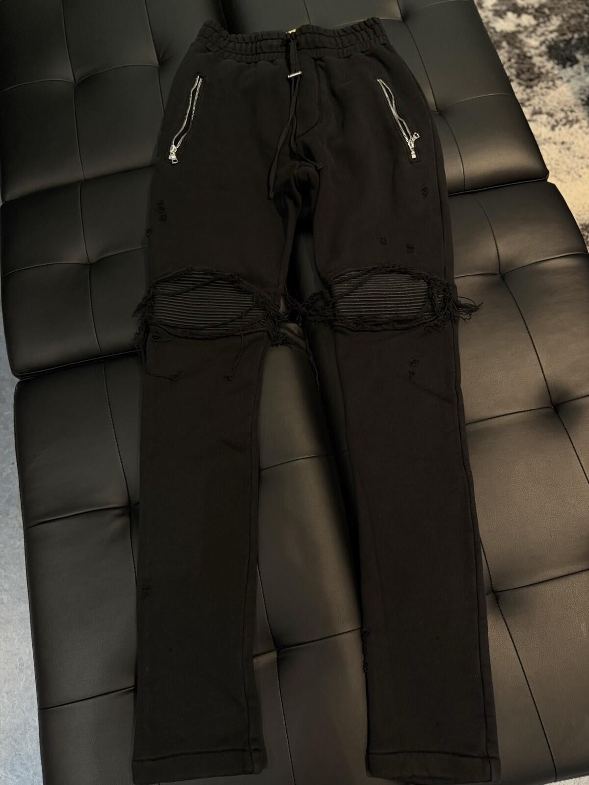 Amiri AMIRI Black Distressed Sweatpants Men’s Size XS Size US 28 / EU 44 - 1 Thumbnail