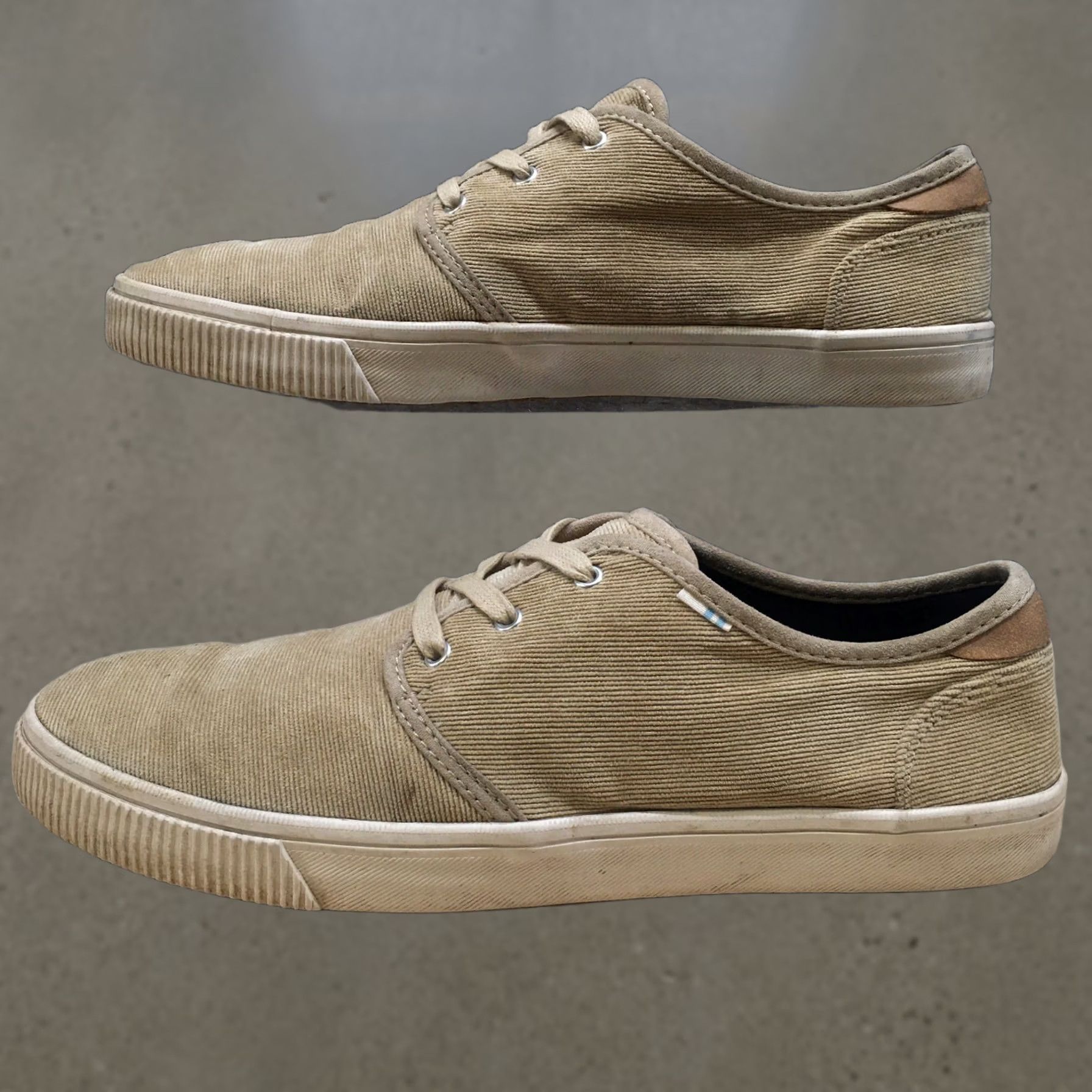 Toms TOMS Mens 9 M Tan Corduroy Lace Up Casual Sneakers Canvas Comfort Shoes Size US M / EU 48-50 / 2 - 1 Thumbnail
